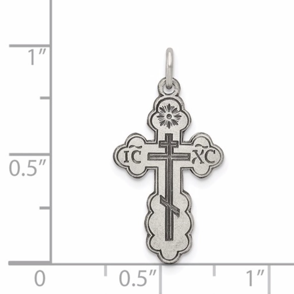 Sterling Silver Eastern Orthodox Cross Charm - Picture 3 of 3
